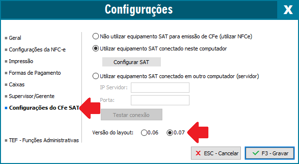 Configurar leiaute 0.07