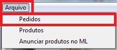 Menu Arquivo Pedidos