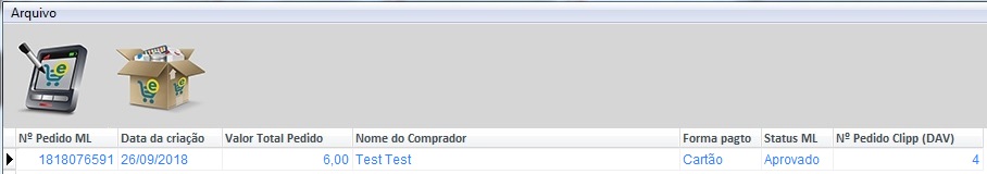 Pedido criado em azul