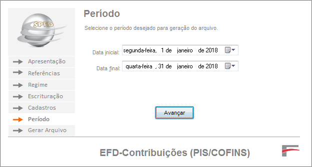 Período do EFD-Contribuições