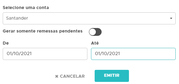 Remessa de datas anteriores