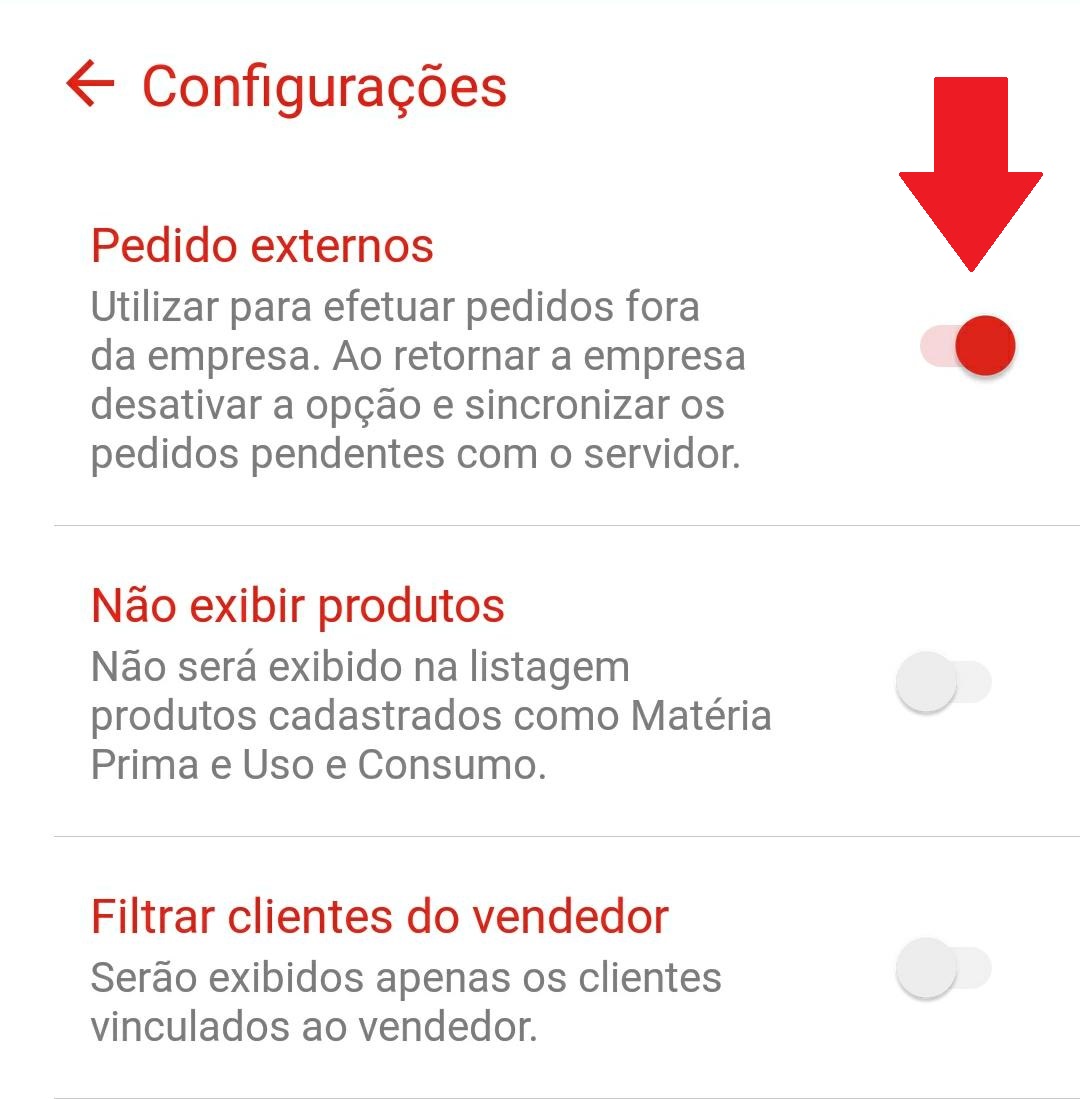 Marcação da opção Pedidos Externos para comunicação via MeuClipp Pedidos Externos via MeuClipp