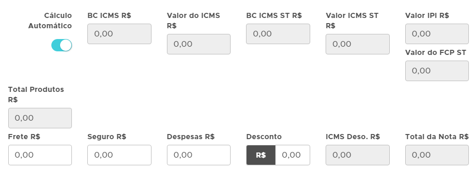 Cálculo dos impostos