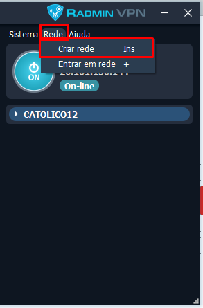 Criar nova Rede no Radmin VPN