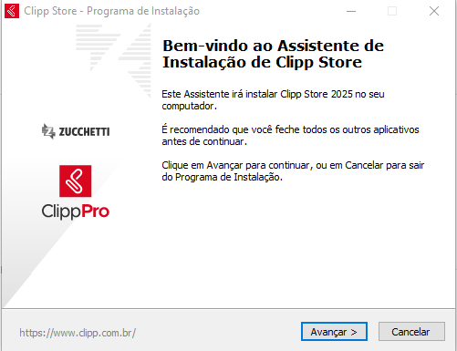 Tela de apresentação do instalador
