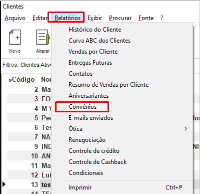 Relatórios de convênio