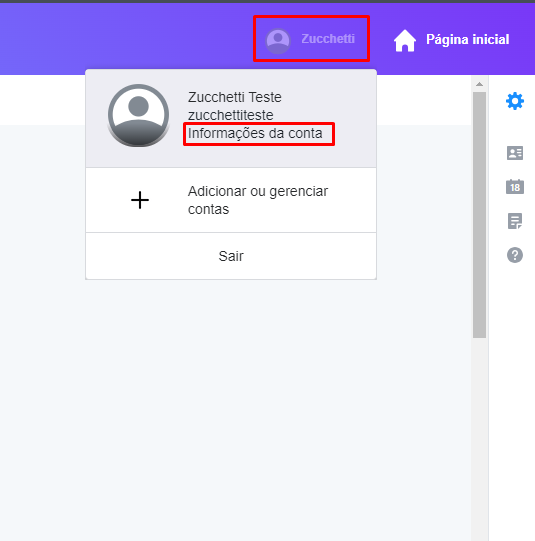 Informações da Conta no Yahoo!
