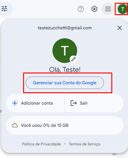Gerenciar sua conta Google