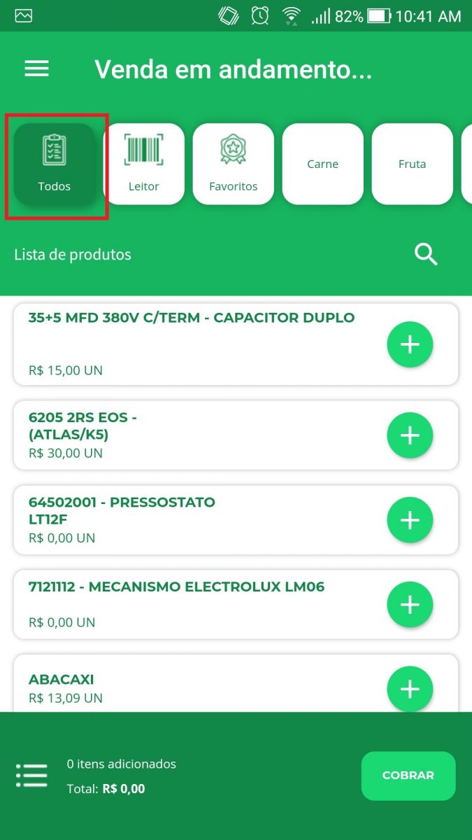 Venda em andamento