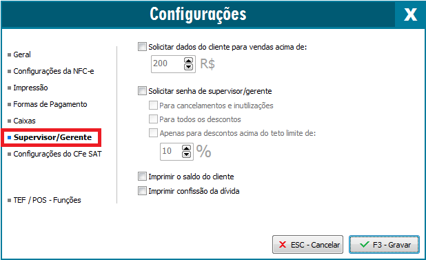 Guia Supervisor/Gerente do SAT