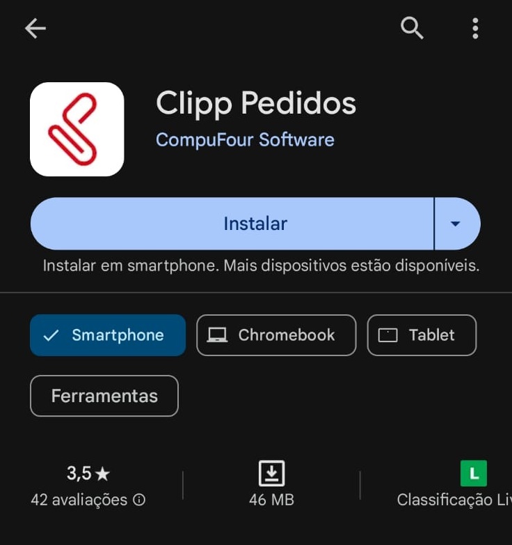 Aplicativo Clipp Pedidos na Play Store Clipp Pedidos na Play Store