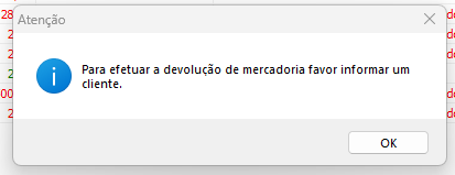 Informar cliente na devolução