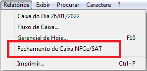 Relatorio de fechamento de caixa