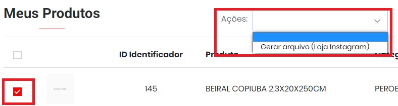 Aba Produtos do Ecommerce