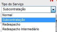 Cabeçalho do CT-e com o tipo de serviço marcado