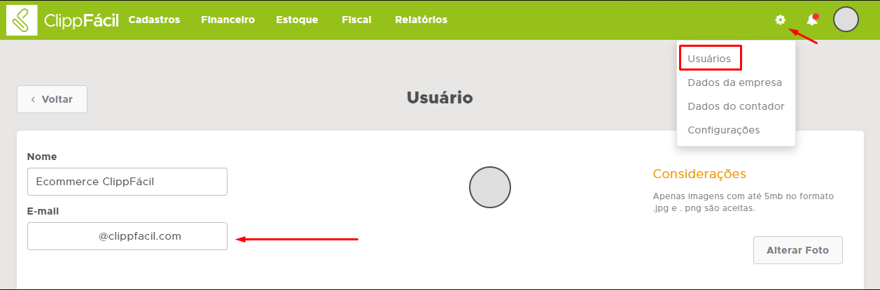 Editar usuário