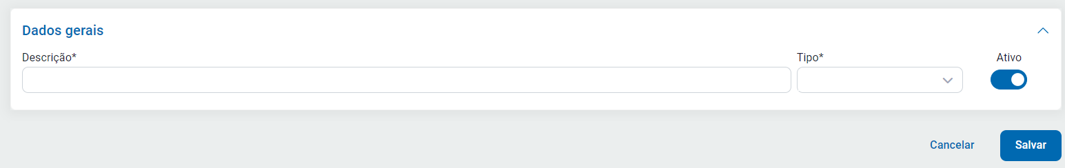 Descrição e Tipo da grade