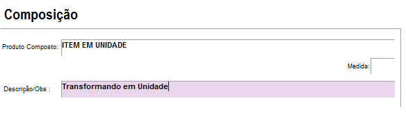 Nova composição em unidade