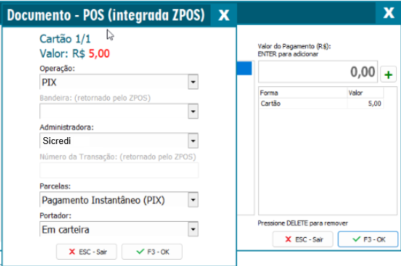 Operação PIX com Sicredi