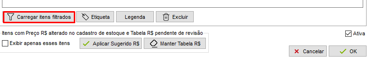 Carregar itens filtrados