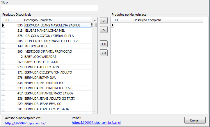 Cadastro de produtos do ECommerce