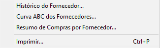 Relatórios no cadastro de fornecedores