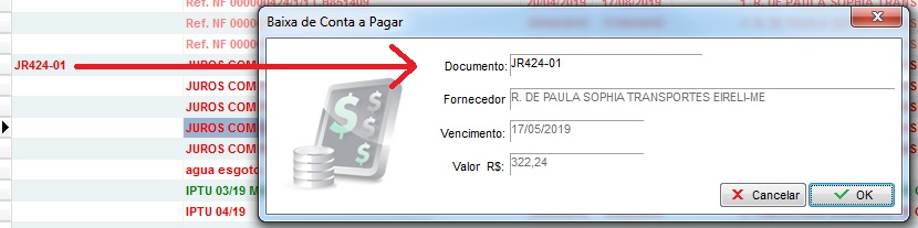 Baixa de conta a pagar
