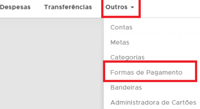 Caminho para Formas de pagamento