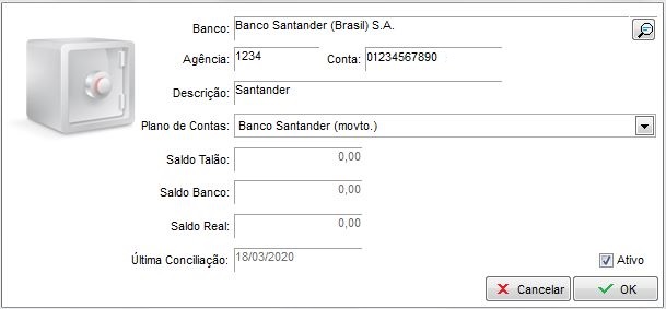 Agência e conta do Santander