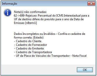 Rejeição 699 na NF-e