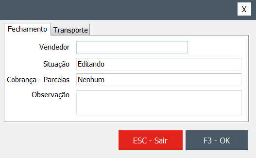 Tela de vendedor e parcelas