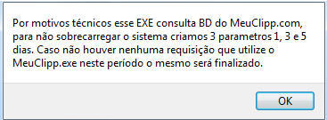Mensagem de abertura do MeuClipp