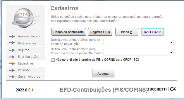 Dados do contabilista do EFD-Contribuições