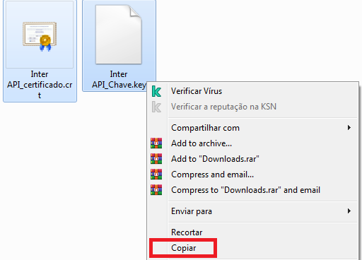 Copiar arquivos da API do Inter