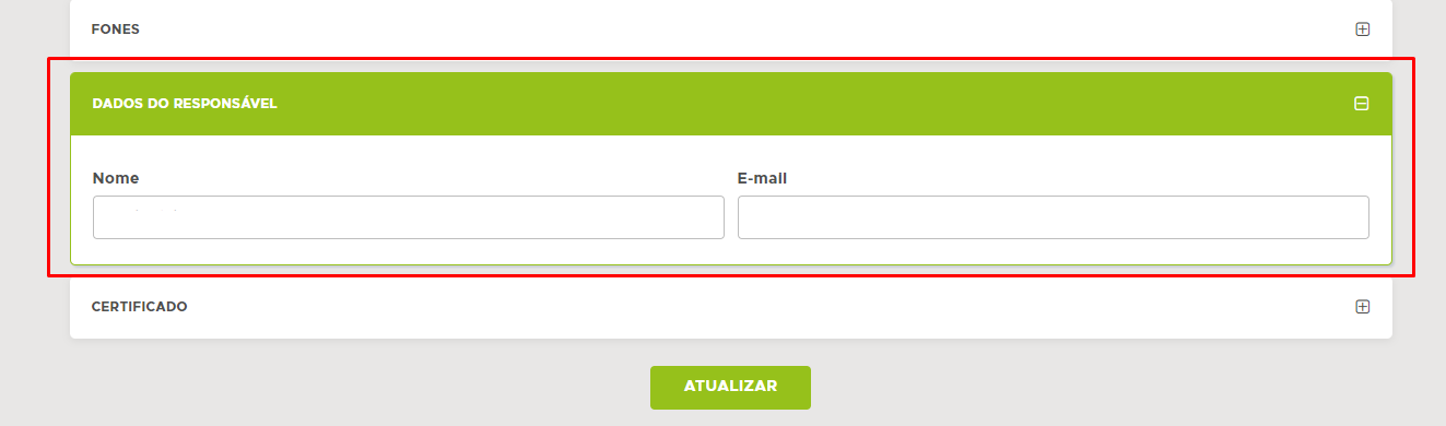 Dados do responsável