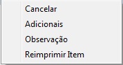 Opções do item