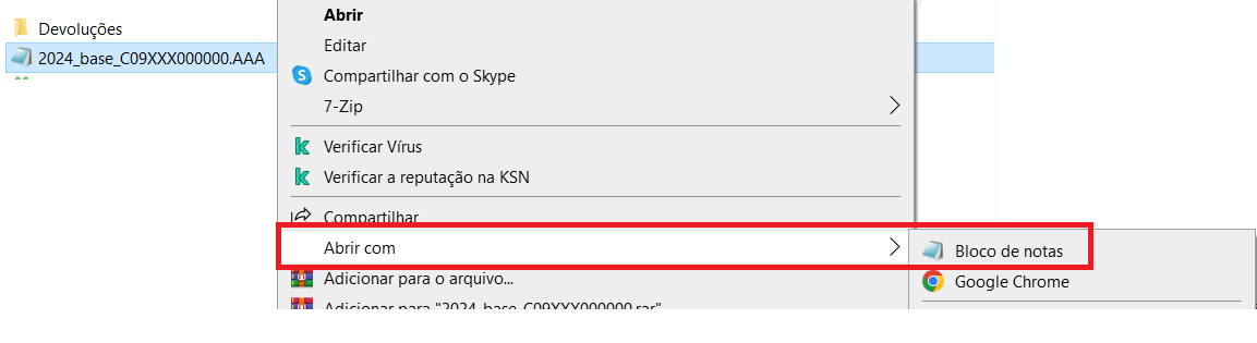 Abrir script no bloco de notas