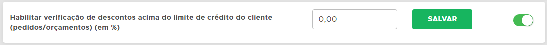 Senha do administrador por limite de crédito