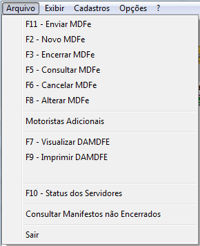 Menu Arquivo