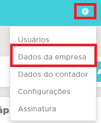 Acesso a Configurações - Dados da empresa Configurações - Dados da empresa