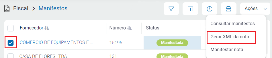 Gerar XML da nota