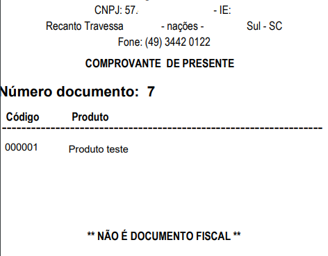Comprovante de presente