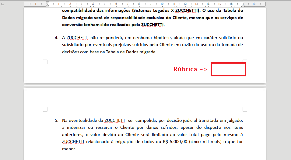 Local da rubrica no termo
