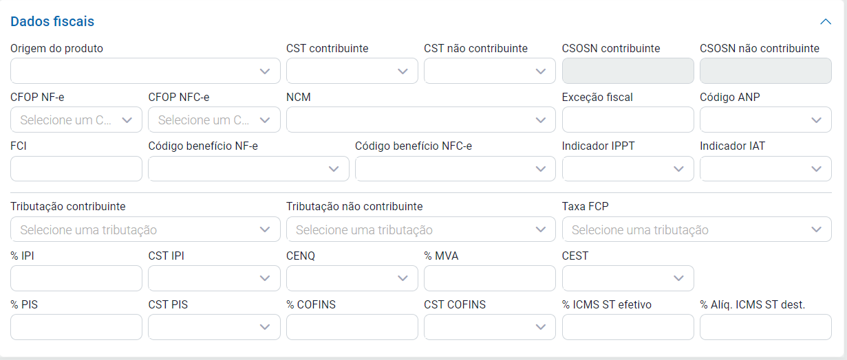 Aba Dados Fiscais