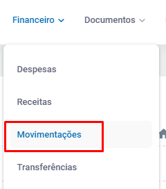Menu Movimentações