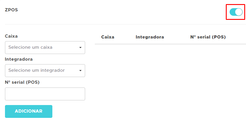 ZPOS marcado como SIM