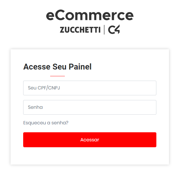 Login do painel do Ecommerce