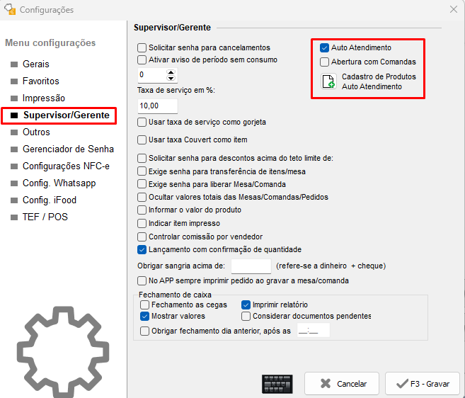 Configuração do Auto Atendimento