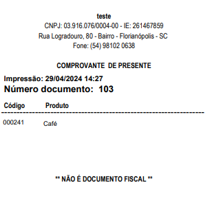 Comprovante de presente