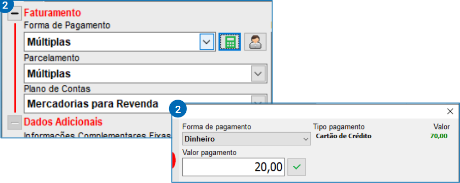 Forma de pagamento Múltiplas